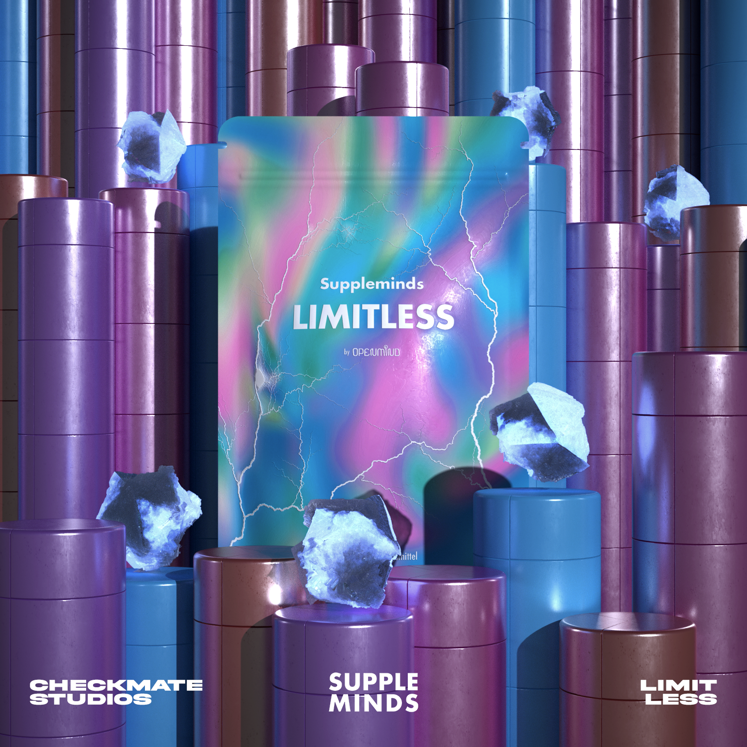 Bunte Verpackung vom Limitless Fokus-Supplement